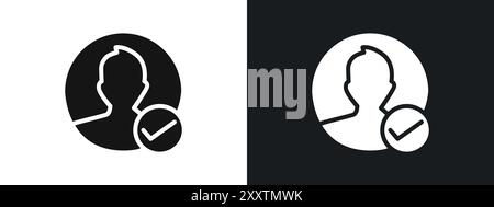 Profile check icon linear vector graphics sign or symbol set for web app ui Stock Vector