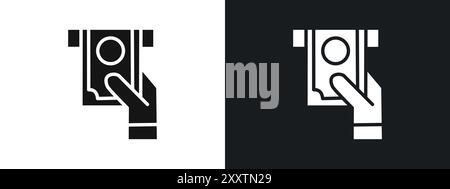 Withdraw Money in ATM icon linear vector graphics sign or symbol set for web app ui Stock Vector