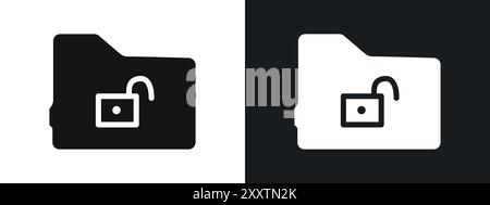 unlock folder icon linear vector graphics sign or symbol set for web app ui Stock Vector