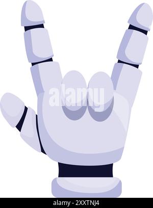 Robotic hand is making the rock and roll gesture with its index and pinky fingers raised Stock Vector