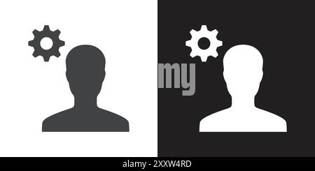 Administrator icon Flat set in black and white color outline vector Stock Vector