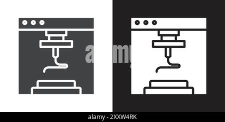 3d printer icon Flat set in black and white color outline vector Stock Vector