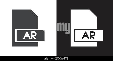 AR File Document Icon Flat set in black and white color outline vector Stock Vector