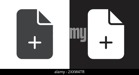 Add new document icon Flat set in black and white color outline vector Stock Vector