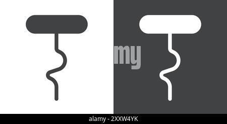 Corkscrew icon Flat set in black and white color outline vector Stock Vector