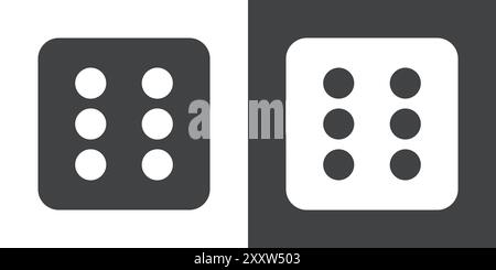 Dice Six Icon Flat set in black and white color outline vector Stock Vector