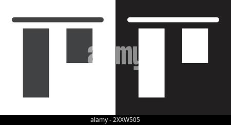Alignment icon Flat set in black and white color outline vector Stock Vector