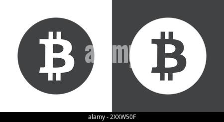 Bitcoin icon Flat set in black and white color outline vector Stock Vector