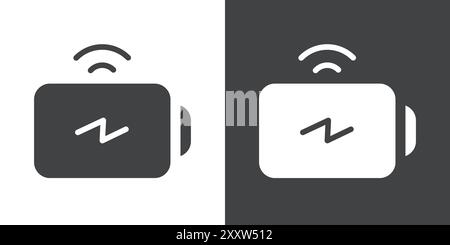 Charging battery icon Flat set in black and white color outline vector Stock Vector