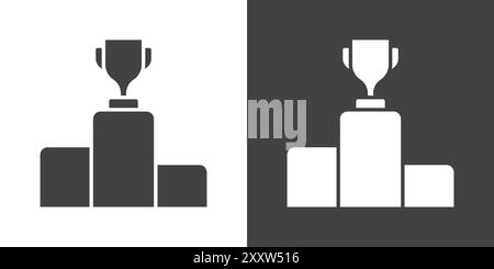 champion podium icon Flat set in black and white color outline vector Stock Vector