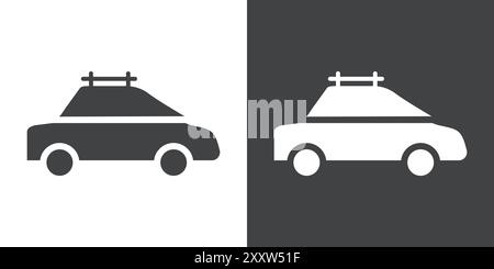 camping car icon Flat set in black and white color outline vector Stock Vector