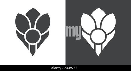 Crocus Icon Flat set in black and white color outline vector Stock Vector