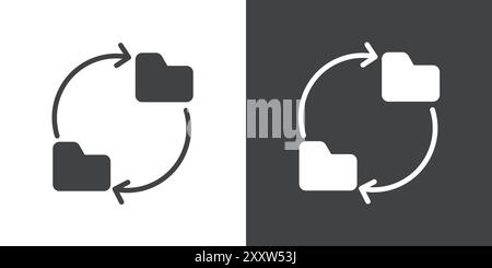Data synchronization icon Flat set in black and white color outline vector Stock Vector