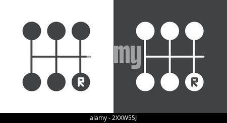 car manual shift lever icon Flat set in black and white color outline vector Stock Vector