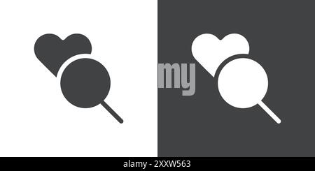 Find Love icon Flat set in black and white color outline vector Stock Vector