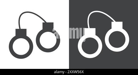 Handcuffs icon Flat set in black and white color outline vector Stock Vector