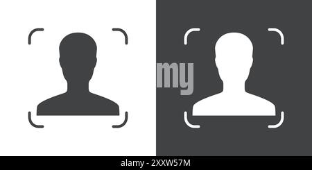 face detection icon Flat set in black and white color outline vector Stock Vector