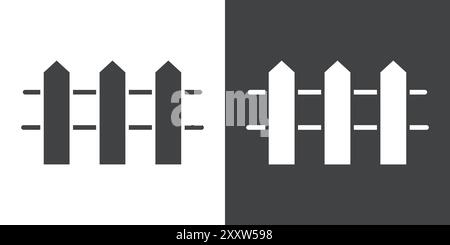 fence icon Flat set in black and white color outline vector Stock Vector