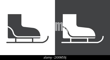Ice skates icon Flat set in black and white color outline vector Stock Vector