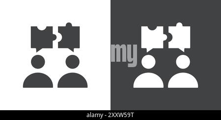collaboration icon Flat set in black and white color outline vector Stock Vector