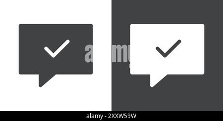 check message icon Flat set in black and white color outline vector Stock Vector