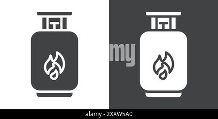 Gas cylinder icon Flat set in black and white color outline vector Stock Vector