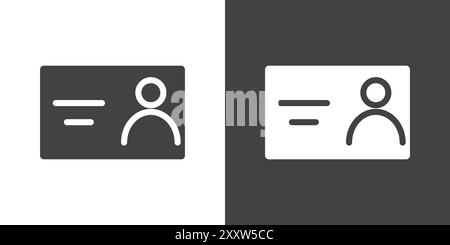 Employee id card icon Flat set in black and white color outline vector Stock Vector
