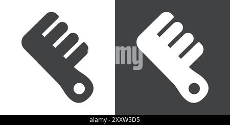 Hair comb icon Flat set in black and white color outline vector Stock Vector