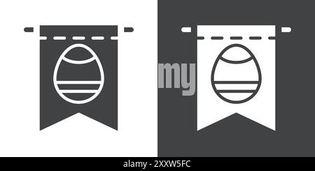 Easter Message icon Flat set in black and white color outline vector Stock Vector