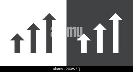 growth arrow bars icon Flat set in black and white color outline vector Stock Vector