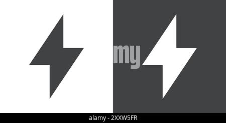 lightning bolt icon Flat set in black and white color outline vector Stock Vector