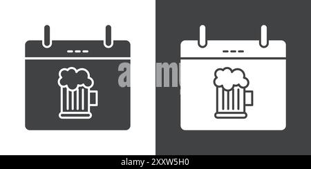 oktoberfest icon Flat set in black and white color outline vector Stock Vector