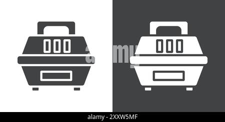 Pet cage icon Flat set in black and white color outline vector Stock Vector
