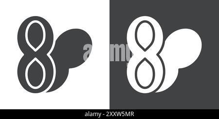 Peanut icon Flat set in black and white color outline vector Stock Vector