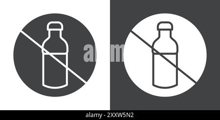 No plastic bottle icon Flat set in black and white color outline vector Stock Vector
