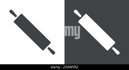 rolling pin icon Flat set in black and white color outline vector Stock Vector