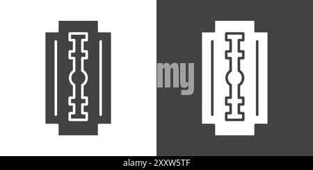 Razor blade icon Flat set in black and white color outline vector Stock Vector