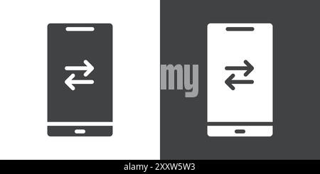 mobile transfer payment icon Flat set in black and white color outline vector Stock Vector