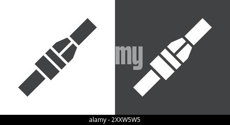 Safety seatbelt icon Flat set in black and white color outline vector Stock Vector