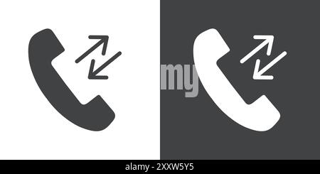 incoming outgoing Phone call icon Flat set in black and white color outline vector Stock Vector