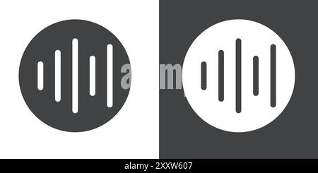 Sound Wave Icon Flat set in black and white color outline vector Stock Vector