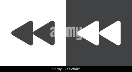 Rewind Previous Back arrow icon Flat set in black and white color outline vector Stock Vector