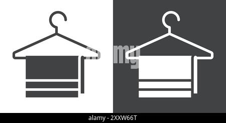 towel icon Flat set in black and white color outline vector Stock Vector