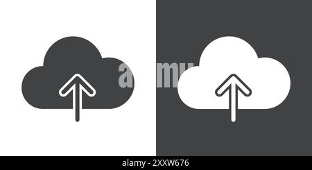 Upload Icon Flat set in black and white color outline vector Stock Vector