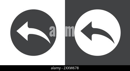 Undo arrow sign icon Flat set in black and white color outline vector Stock Vector