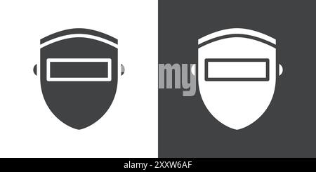 welding shield cover icon Flat set in black and white color outline vector Stock Vector