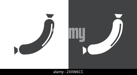 sausages icon Flat set in black and white color outline vector Stock Vector