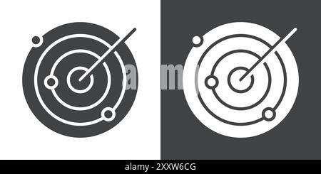 radar detection icon Flat set in black and white color outline vector Stock Vector