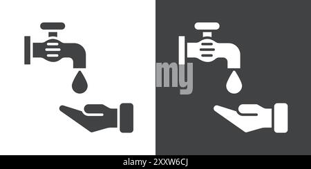 Wash or washing hands icon Flat set in black and white color outline vector Stock Vector