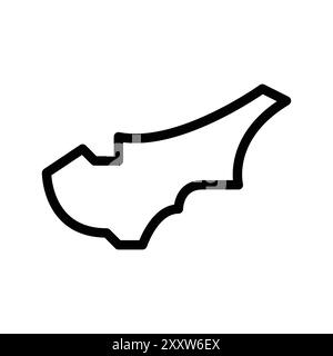 Cyprus map icon Flat set in black and white color outline vector Stock Vector